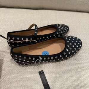 Black Studded Mary Jane Flats